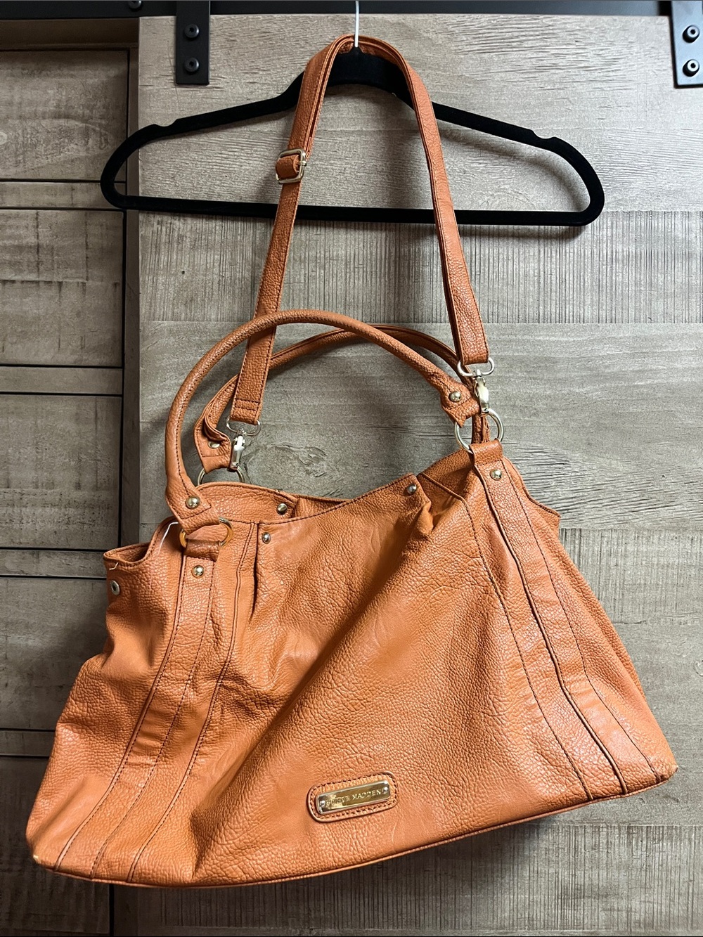 Steve Madden Tan Pebbled Leather Shoulder Bag